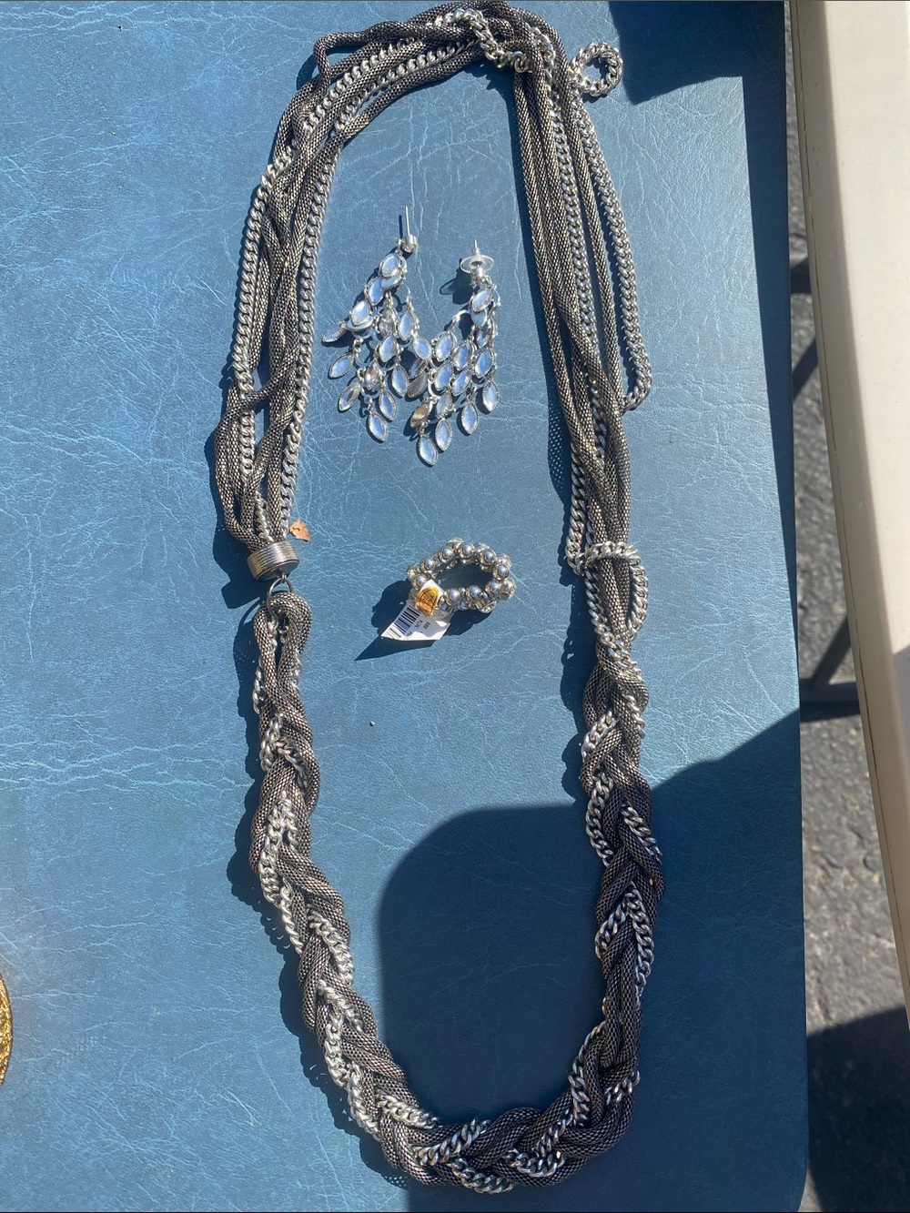 Jewelry Bundle (Silver GUESS necklace, earnings, and ring)